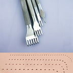 Set of 4 Premium Professional Silver Tone Metal Lacing Stitching Chisel Punch Tool - 1, 2, 4 and 6 Prongs 3mm Width
