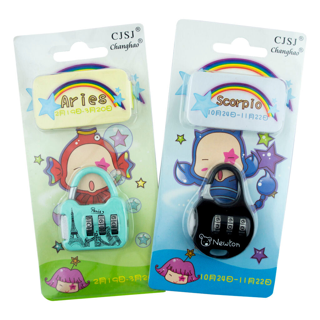 Funky Zodiac star sign combination padlock in vibrant colours.