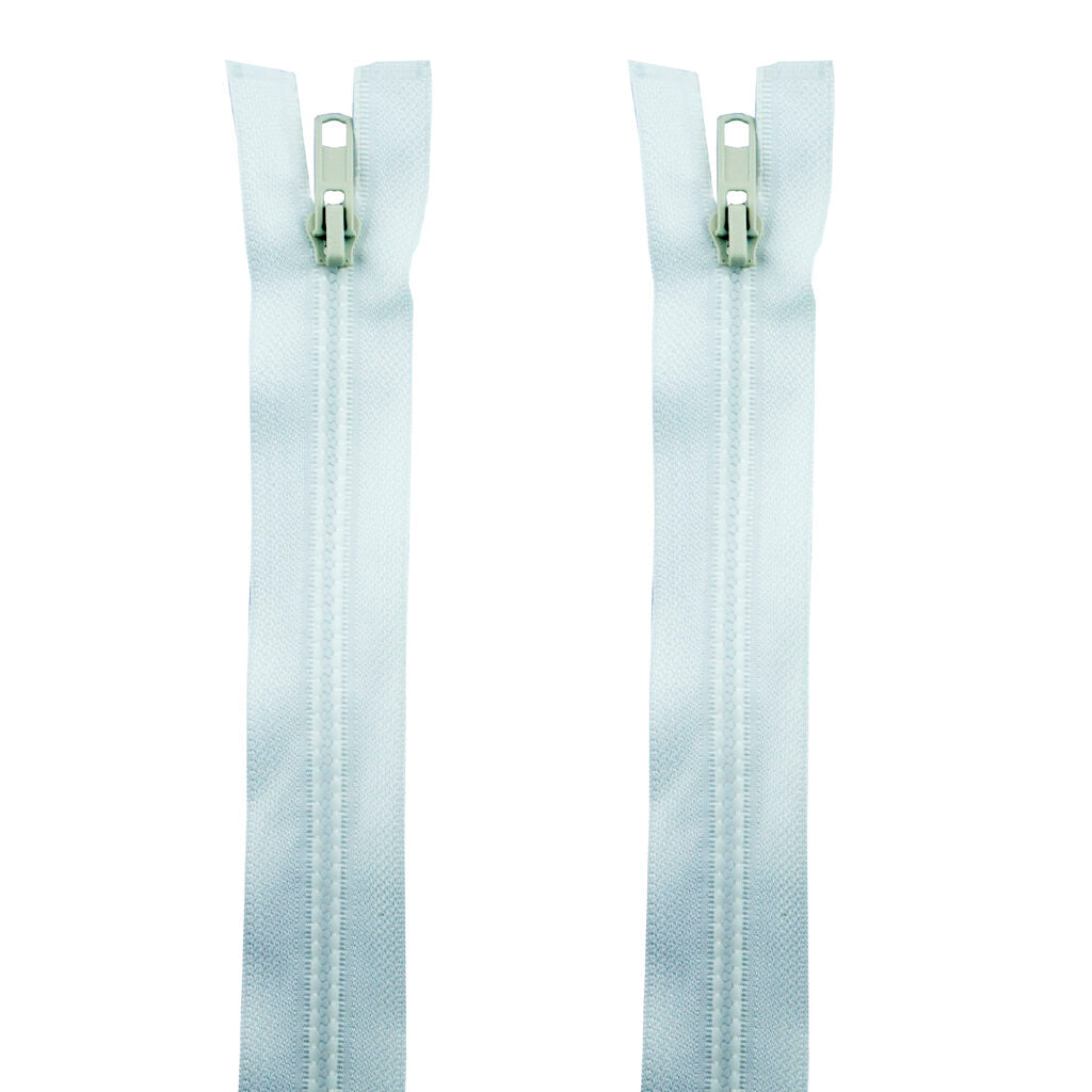 2 PCs No.5 White Plastic Closed End Automatic Zips 60cmL x 33mmW