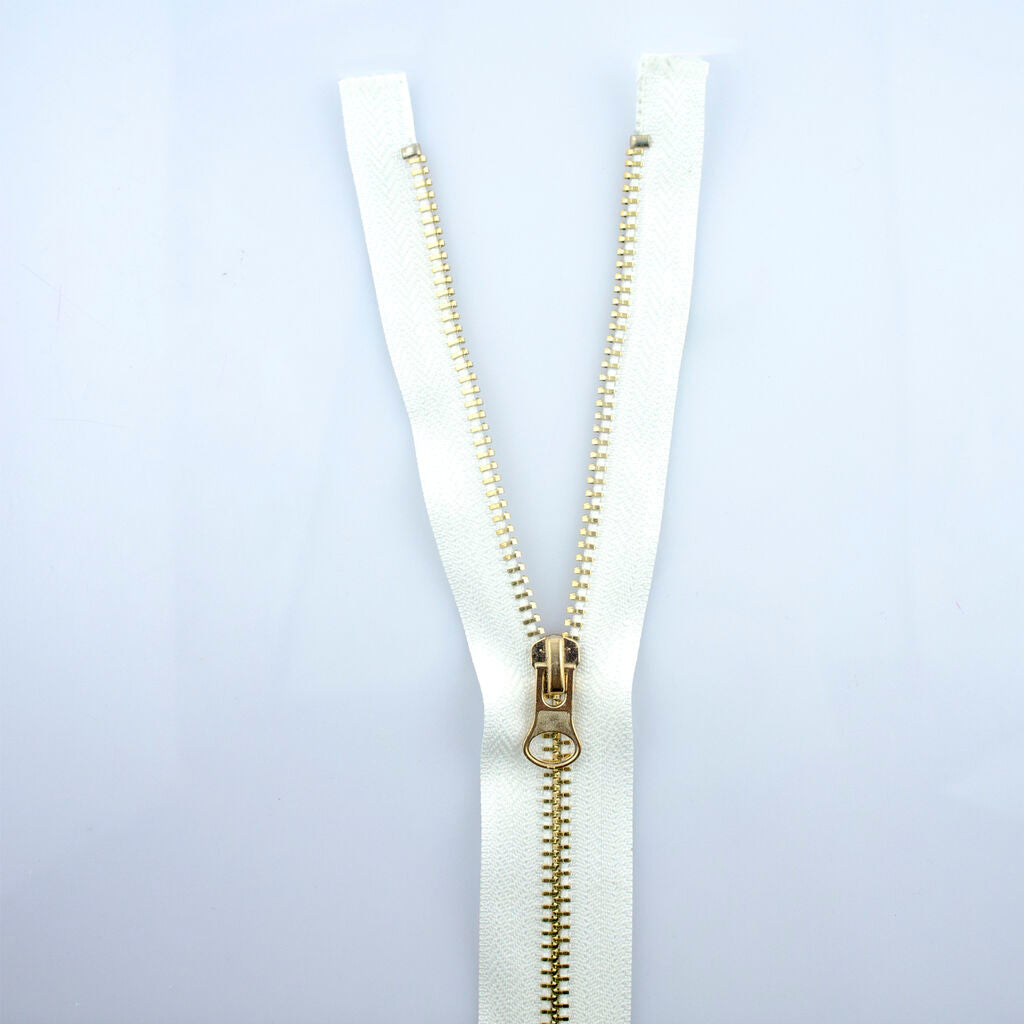 White 2 PCs No.5 Brass Closed Ended Zipper 65cmL x 32mmW