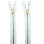 White 2 PCs No.5 Brass Closed Ended Zipper 65cmL x 32mmW