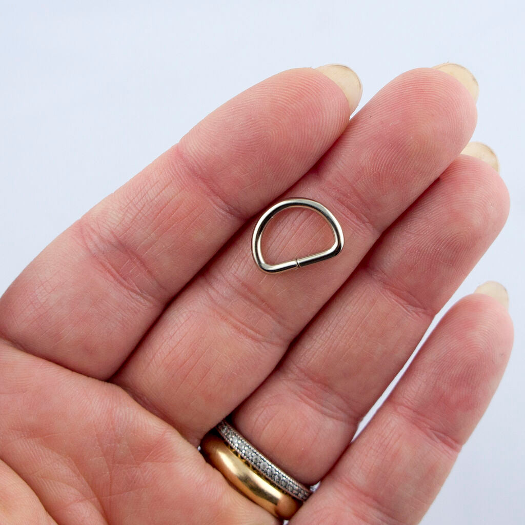Silver Tone 14 mm Small D Ring Buckle - for Making or Repairing Belts, Bags 14 mm W x 10 mm H - Pack of 20