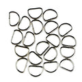 Silver tone 14 mm small D ring buckle on a white background