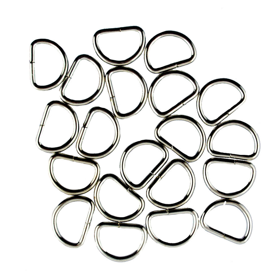Silver Tone 14 mm Small D Ring Buckle - for Making or Repairing Belts, Bags 14 mm W x 10 mm H - Pack of 20