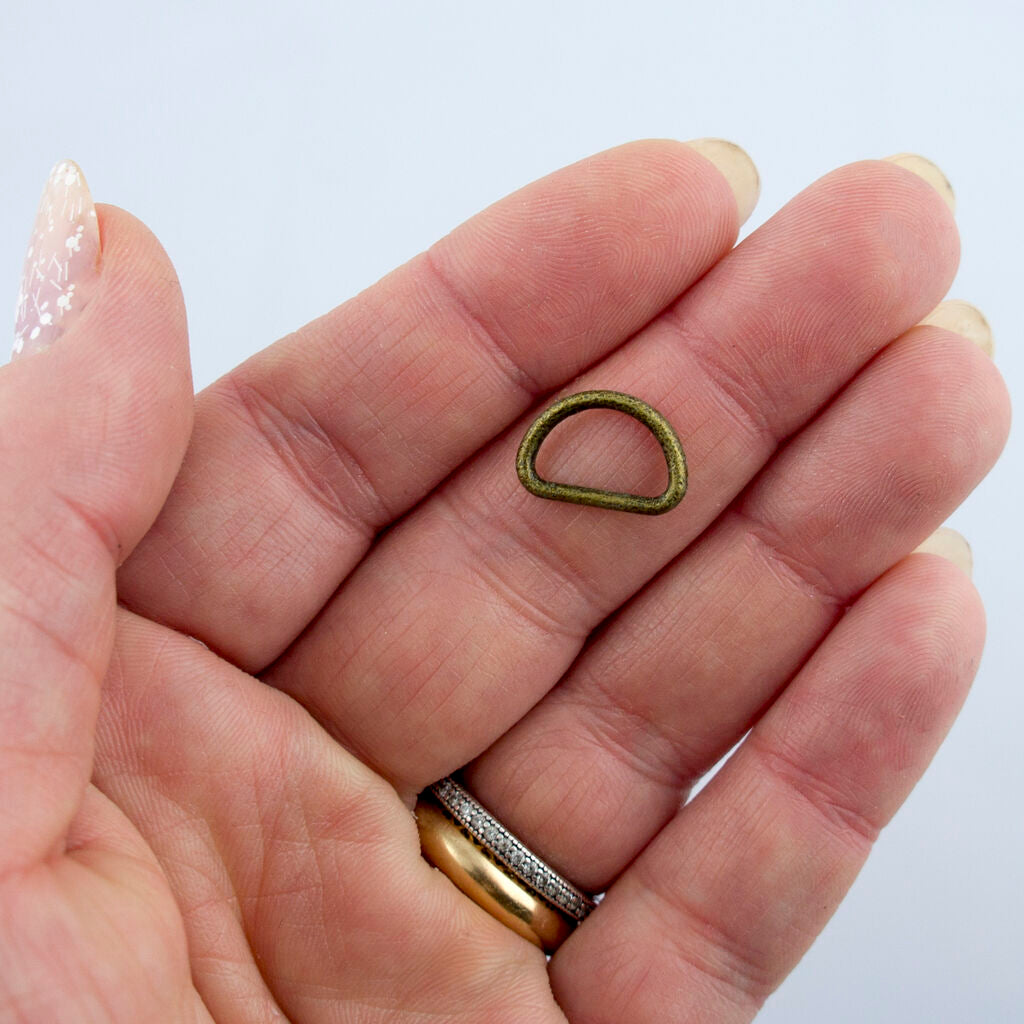 Antique Bronze Tone 14 mm Small D Ring Buckle - for Making or Repairing Belts, Bags 14 mm W x 10 mm H - Pack of 20