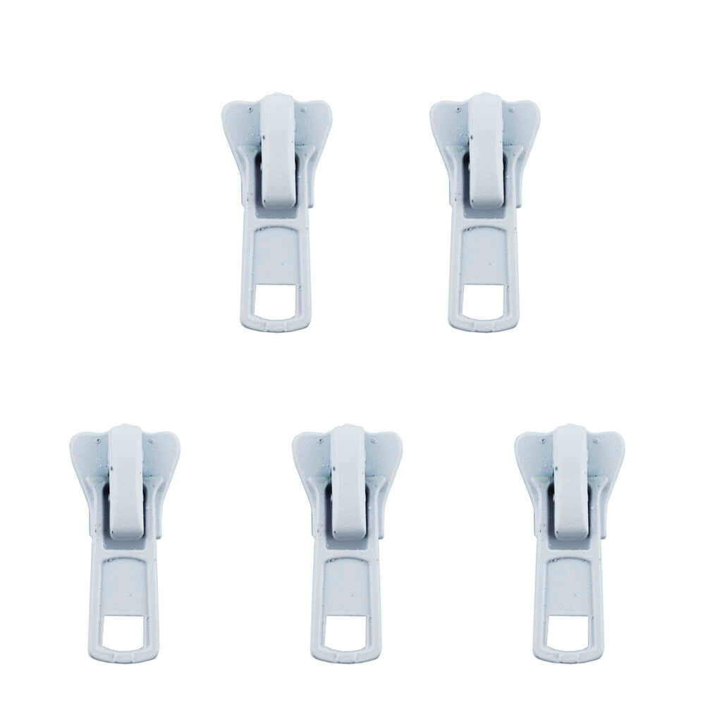 Large white metal rugged zip pull with head slider for plastic zips.