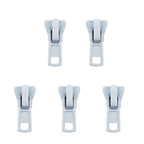 Large white metal rugged zip pull with head slider for plastic zips.