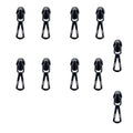 Pack of 10 waterproof gun metal tone metal zip pulls displayed