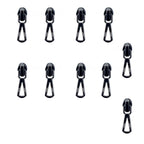 Pack of 10 waterproof gun metal tone metal zip pulls displayed