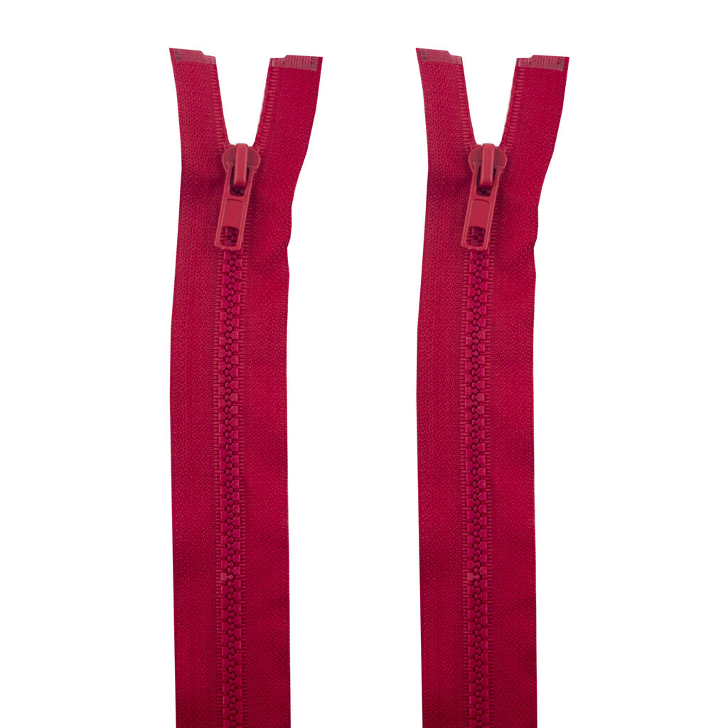 2 PCs No.5 Red Plastic Open End Automatic Zips 60cmL x 33mmW
