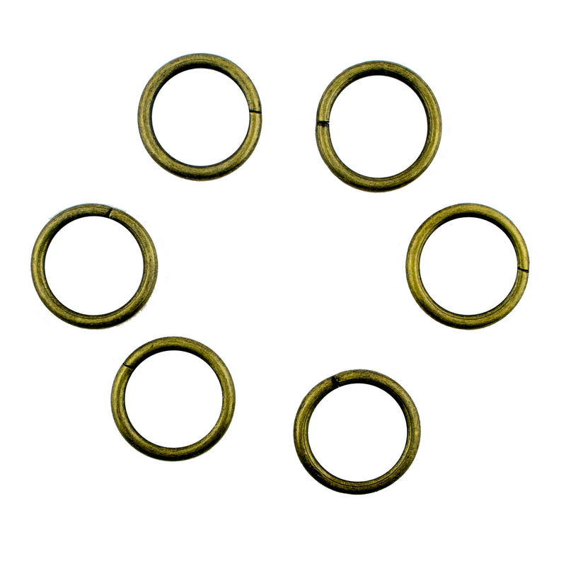 Pack of 6 antique brass metal rings for crafting