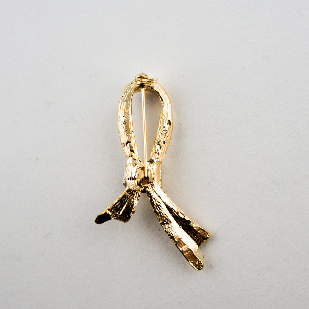 Elegant Crystal and Gold Tone Ribbon Loop Brooch with Lock Fastener - 50 mm x 25 mm - Pack of 2