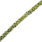 Black and white fabric sew in trim with gold thread on display.