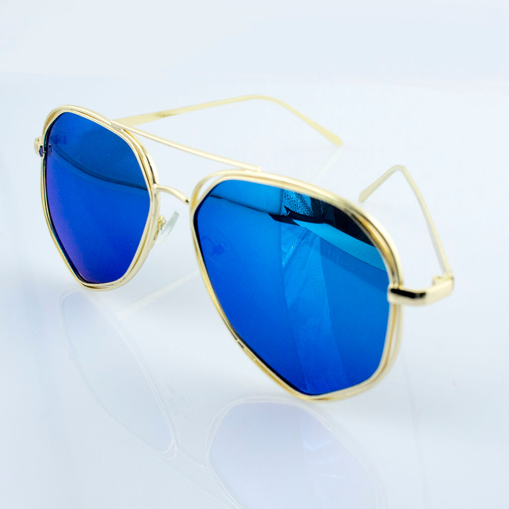 2 Pairs of Stylish Unisex Angular Framed Aviator Style Sunglasses - Frame 140 mm Wide x Arm 140 mm L