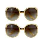 Two pairs of ladies' nude frame fashion sunglasses displayed.