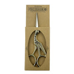 Close-up of the fine point of the stork embroidery scissors