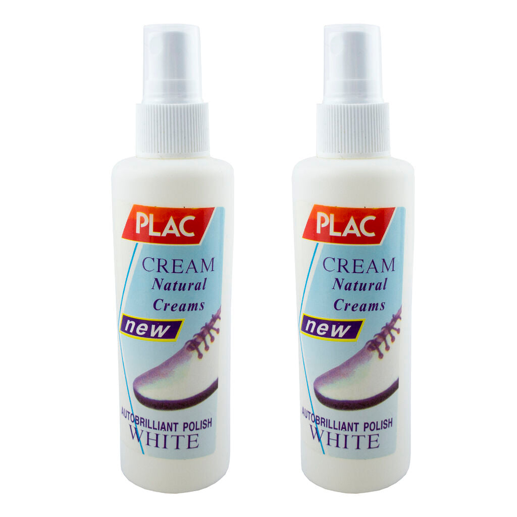 Natural cream shoe polish in brilliant white, 100 ml container.