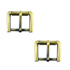 Two vintage gold square metal buckles, 1 inch size.