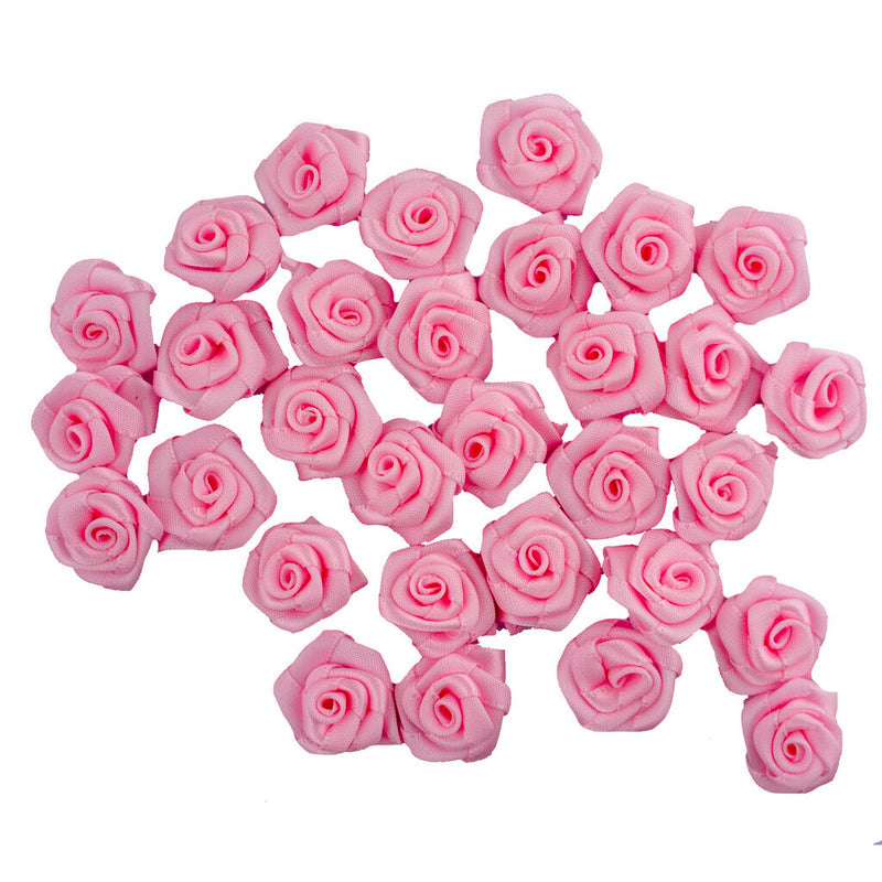 Pack of baby pink rose ribbon trims for embellishing garments