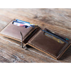 Close-up of an aluminium money clip showing its sleek design.