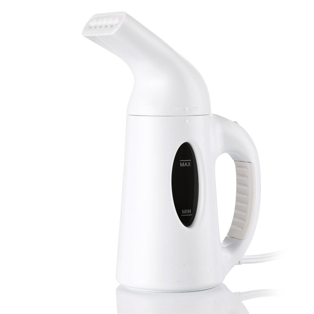 Close-up of the garment steamer's steam output in action