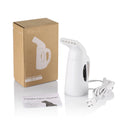 Portable garment steamer with a sleek design and power cord