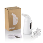 Portable garment steamer with a sleek design and power cord