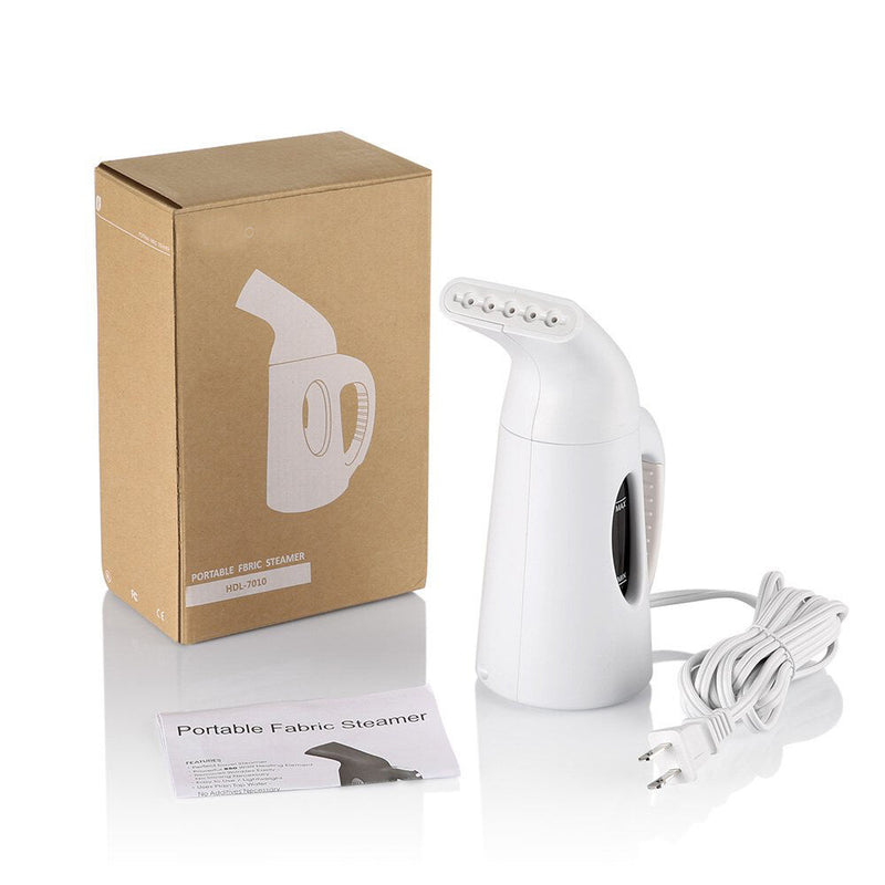 Portable garment steamer with a sleek design and power cord