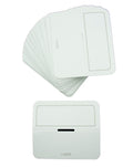 Pack of 70 small white fabric sample header cards