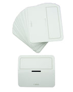 Pack of 70 small white fabric sample header cards