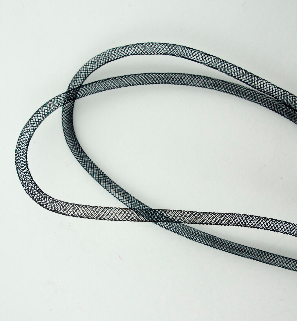 Elastic Lightweight Millinery Tubular Crin Trim - diameter 4 mm, appx 30 meters per pack - Black