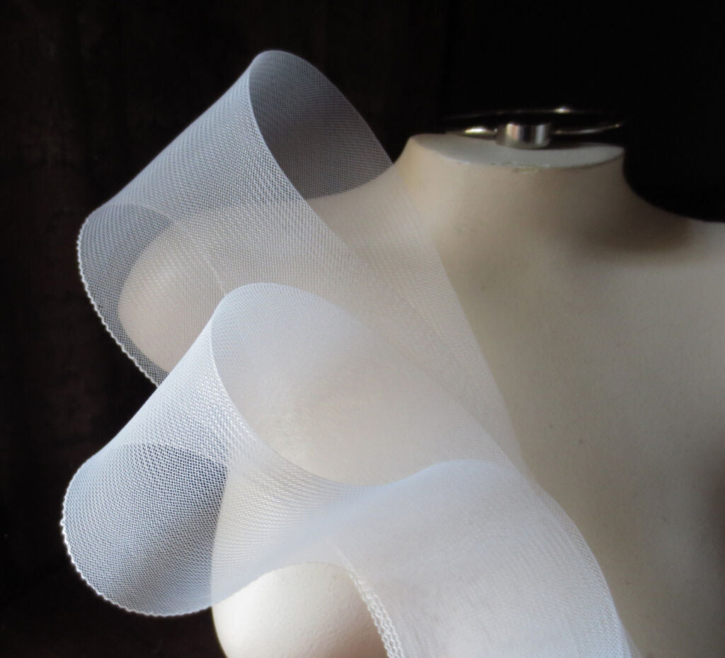White Nylon Crin Trim Bridal Webbing "Horses hair" Tougher Net - 50 mm W x 5 metres L