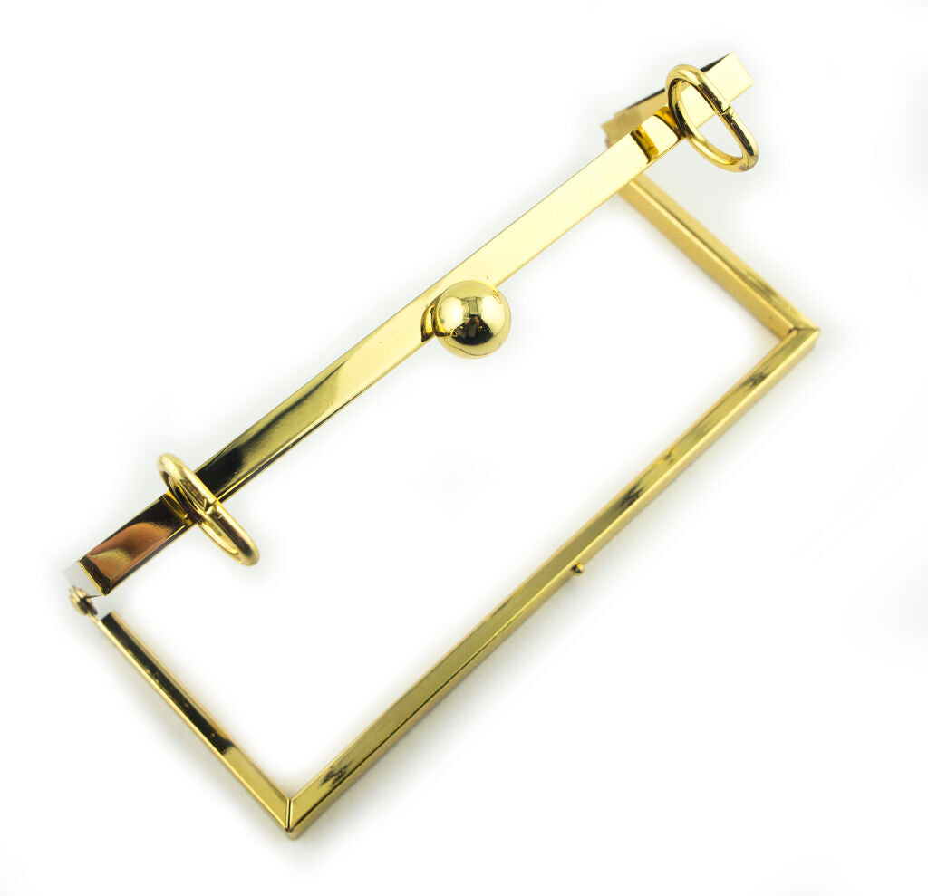 Elegant chunky gold square shoulder bag frame with clasp