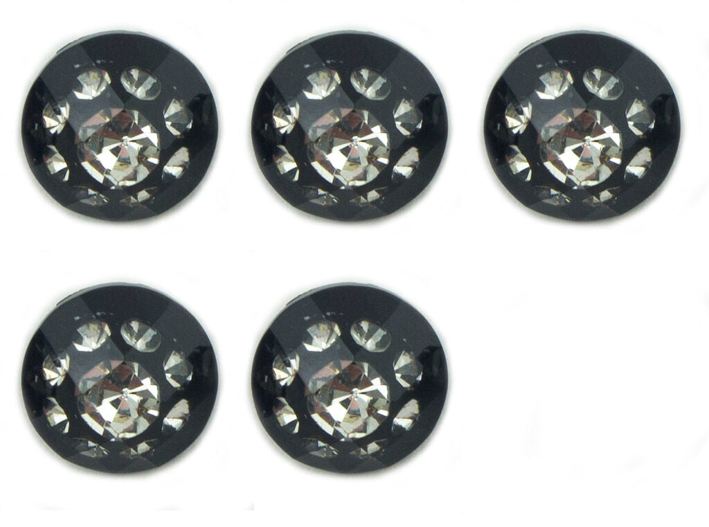 Pack of 5 No.187 small black and white fashion crystal buttons.