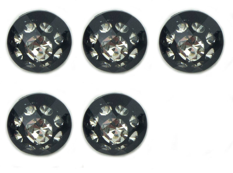 Pack of 5 No.187 small black and white fashion crystal buttons.