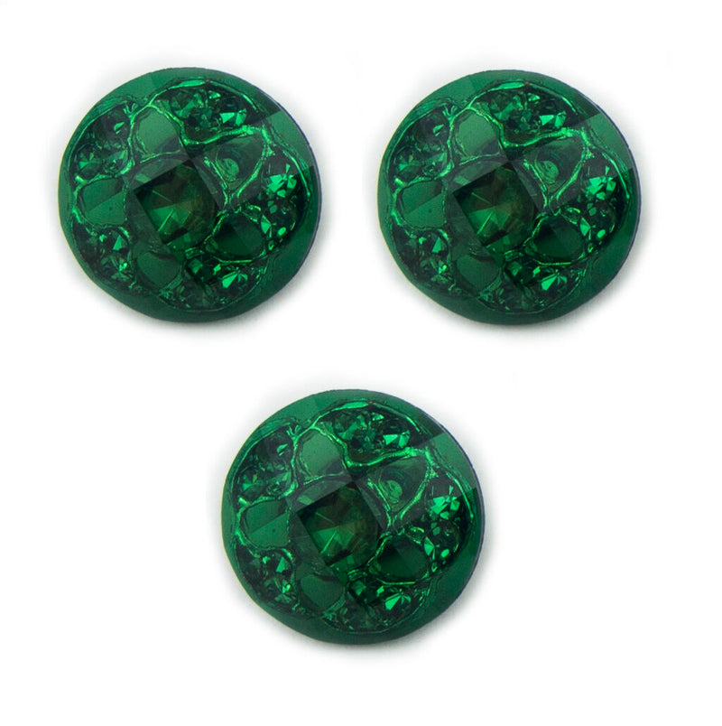 Pack of 3 green luxurious fashion crystal buttons