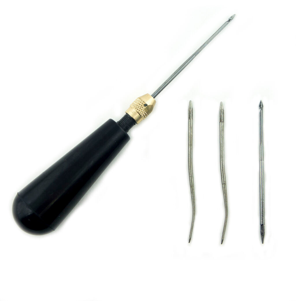 Leather craft stitching awl with solid acrylic handle
