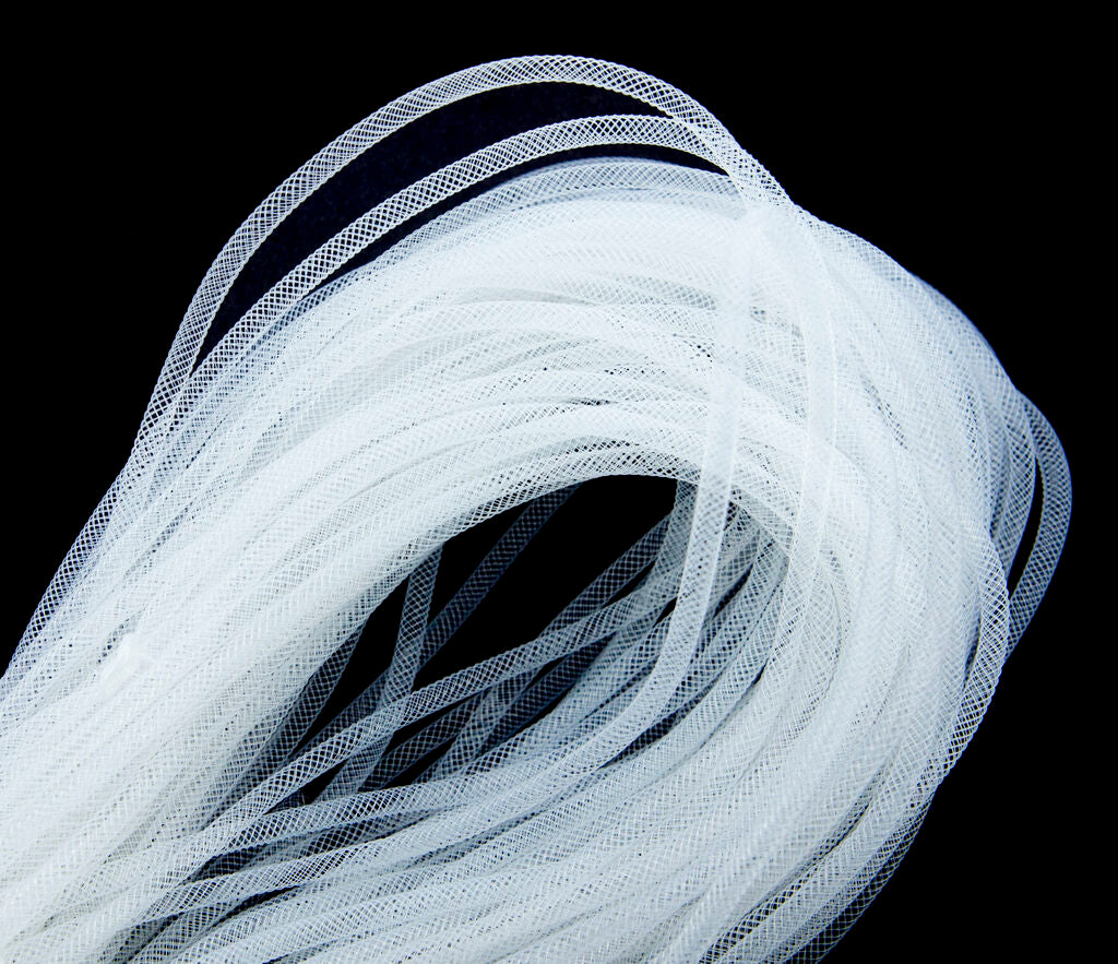 White Elastic Lightweight Millinery Tubular Crin Trim - diameter 4 mm, appx 30 meters per pack