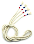 Set of two cream rope hoodie cords with tricolour ends.