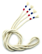 Set of two cream rope hoodie cords with tricolour ends.