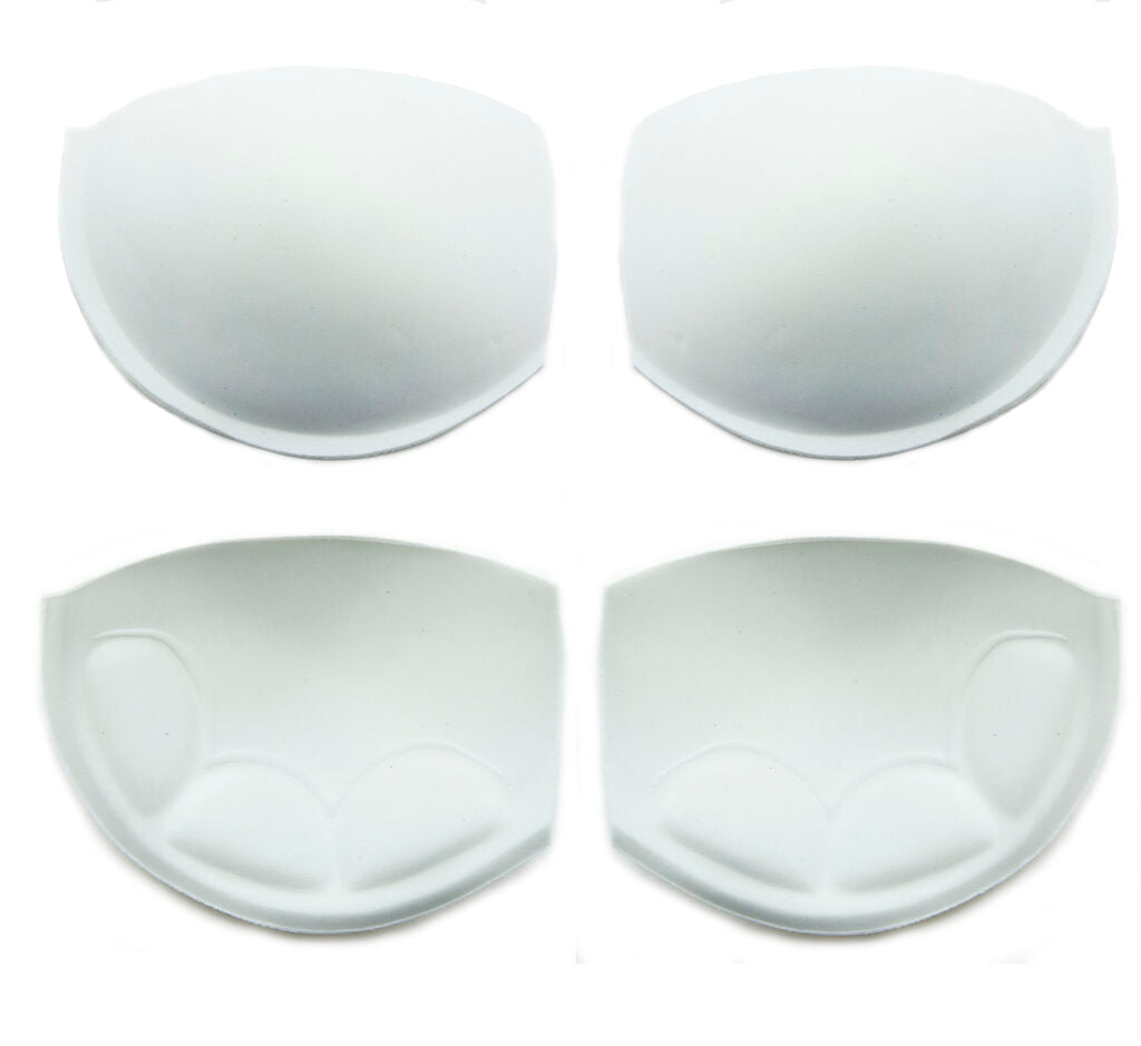 Two pairs of white foam push up bra cups for bra making.