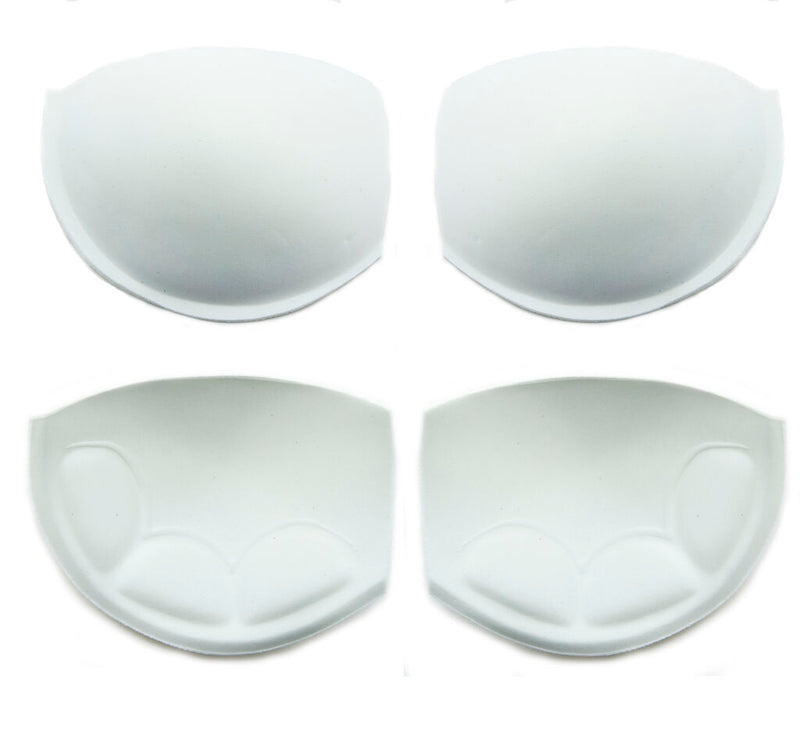 Two pairs of white foam push up bra cups for bra making.