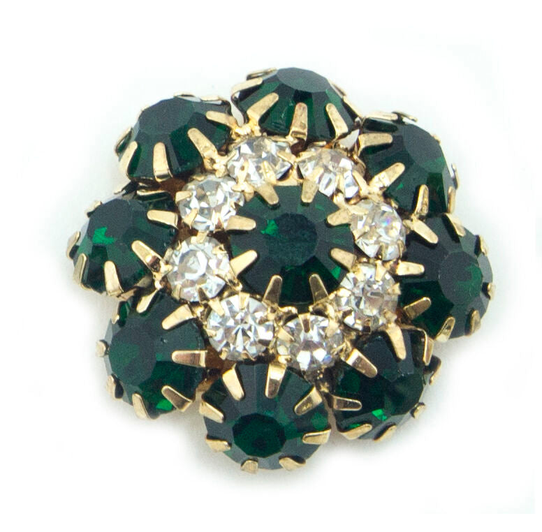 Display of the large emerald green buttons showing their shine.