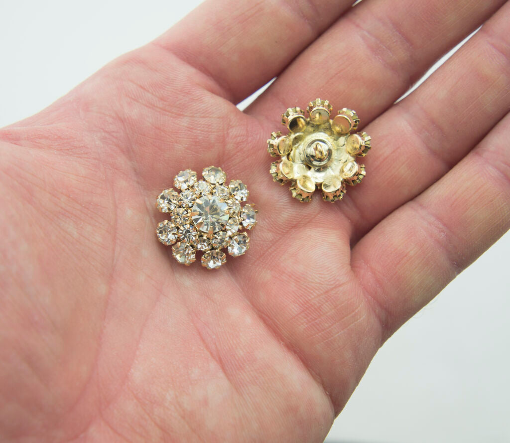 Close-up of a clear crystal button showing detail
