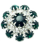 Set of 3 Pretty Emerald Green Crystal Buttons in a Metal Setting - 20 mm Diameter