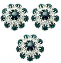 Set of 3 Pretty Emerald Green Crystal Buttons in a Metal Setting - 20 mm Diameter