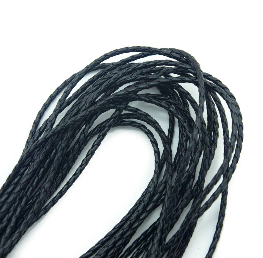 S-8*6-HP Black PU Leatherette Braided Trim for Embellishing Garments, Accessories 4mmW - 5 Metres