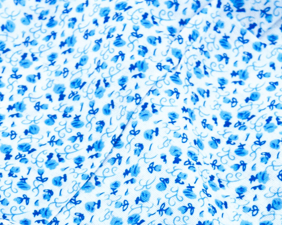 Extra Light Linen Floral Pattern Sleeve Arm Protectors 37 cm x 17 cm - Pack of 2 Pairs, Fine Blue Floral Design