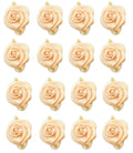 Pack of nude pink rose satin ribbon trims with gold edged leaves.