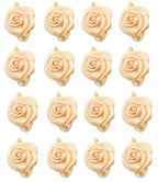 Pack of nude pink rose satin ribbon trims with gold edged leaves.